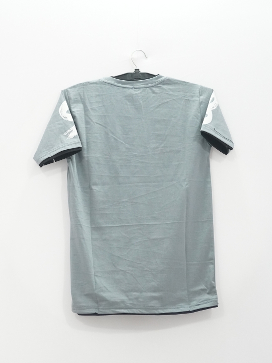 Men Grey & pastel gray Typography Applique T-shirt - Flatshop