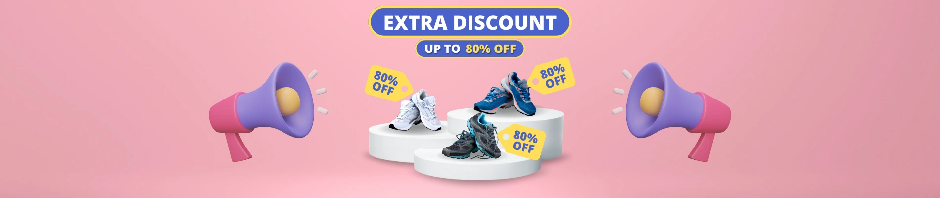Pink Blue Yellow Creative 3d Extra Discount Banner Landscape 1 1