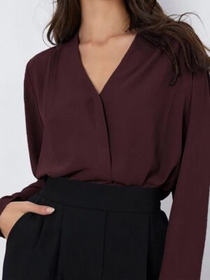 V-Neck Long Sleeves Shirt Style Casual Top