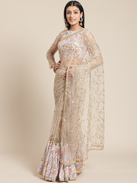 ca153eb7 a22d 42fa 9c0d de031b8e73451613982416033InddusGreyGoldenNetEmbroideredRuffledSaree1