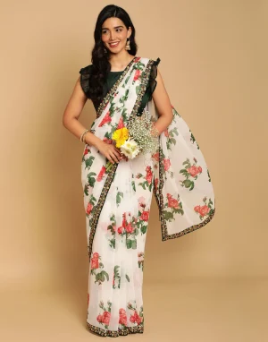White Georgette Saree