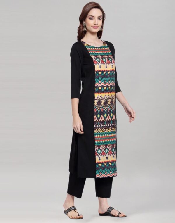 Black Panel Printed Kurti - Image 3