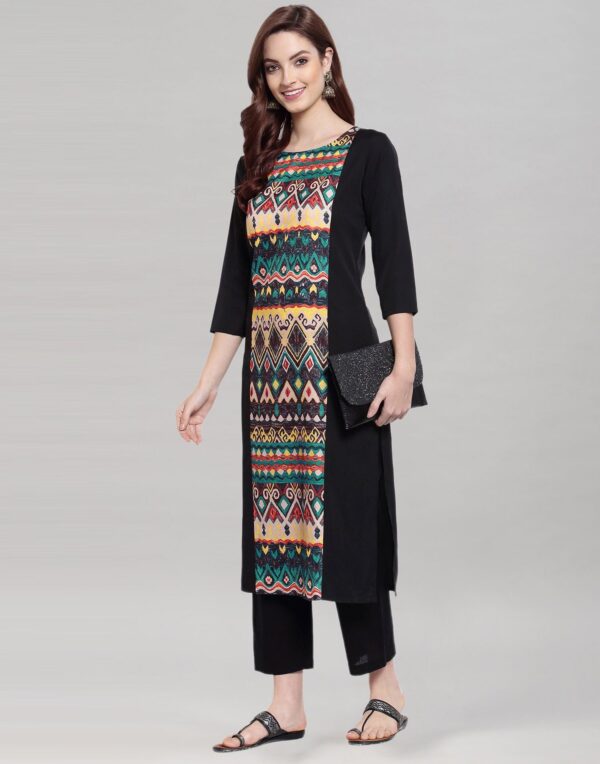 Black Panel Printed Kurti - Image 2