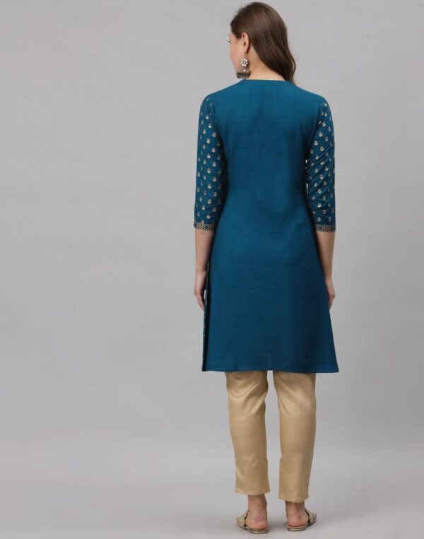 Teal Printed Kurti - Image 5
