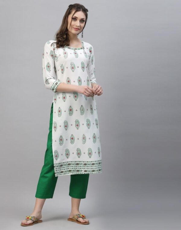 White Printed Kurti - Image 2