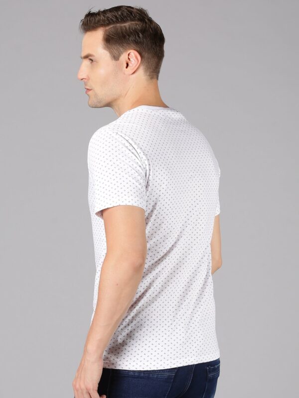Men White Printed Round Neck T-Shirt - Image 2