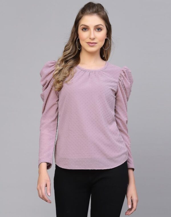 Lavender Mutton Sleeve Top - Image 2
