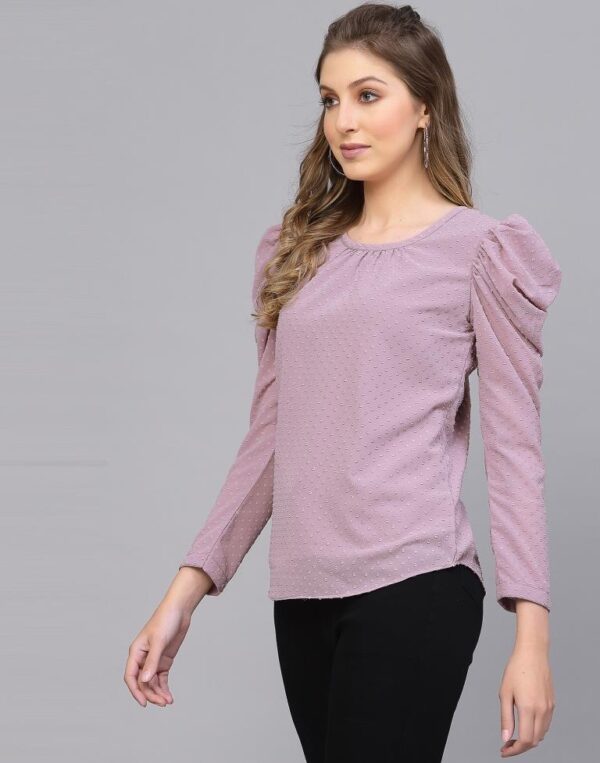 Lavender Mutton Sleeve Top - Image 4