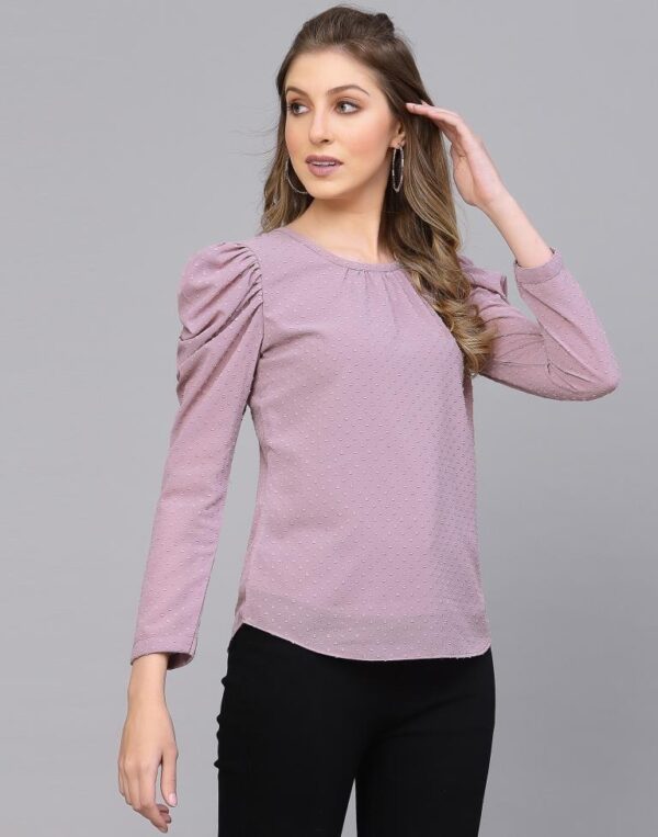Lavender Mutton Sleeve Top - Image 3