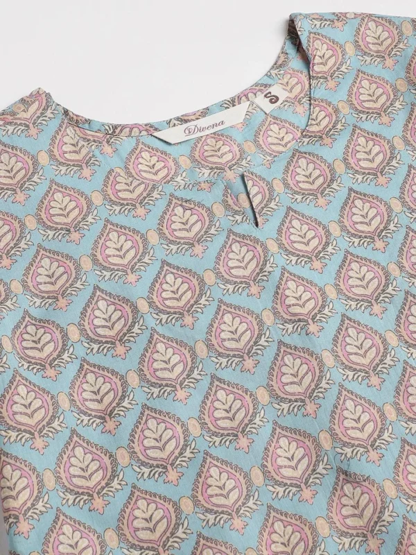 Divena sky blue Printed Loungewear/Nightwear - Image 2