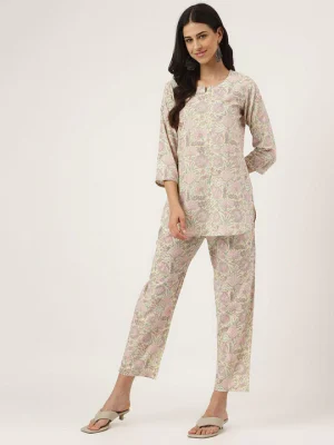 Divena Yellow Printed Loungewear/Nightwear