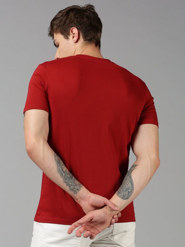 Men Red Printed Round Neck Casual T-Shirt - Image 2