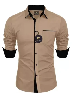 Men Regular Fit Solid Button Down Collar Formal Shirt