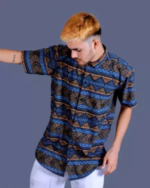 abstract elephant pattern print shirt