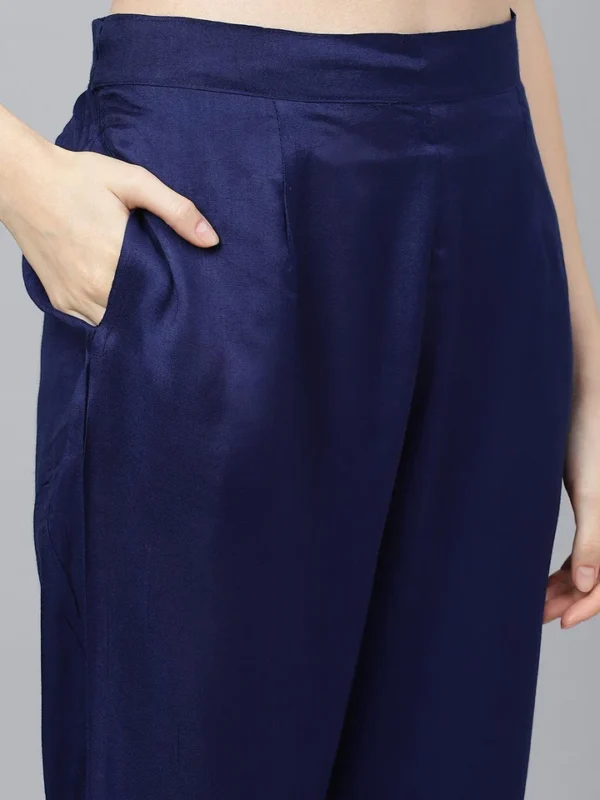 Divena Blue Floral Burn Out Velvet Kurta pant With Organza Dupatta set - Image 6