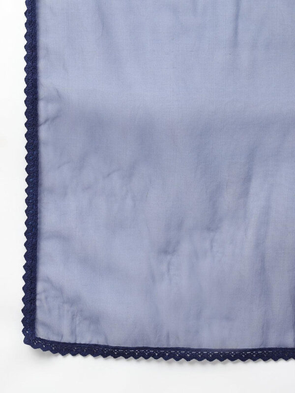 Divena Blue Floral Burn Out Velvet Kurta pant With Organza Dupatta set - Image 7