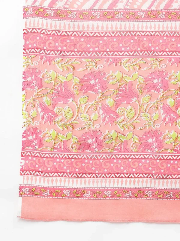 Divena Peach Floral Printed Kurta Pant set With Dupatta - Image 7