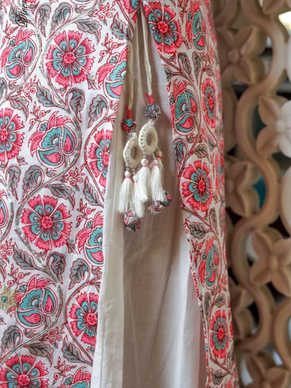 Divena White Printed Kurta with Palazzo Set - Image 4