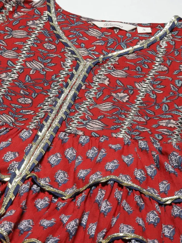 Divena Maroon & Blue Anarkali Kurta Sharara Set with Dupatta - Image 5