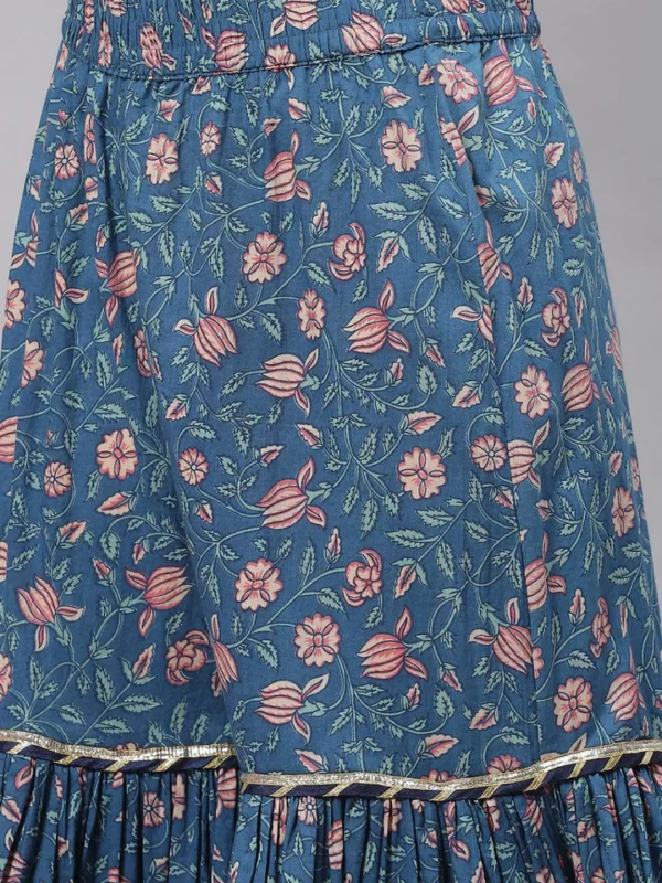 Divena Maroon & Blue Anarkali Kurta Sharara Set with Dupatta - Image 6