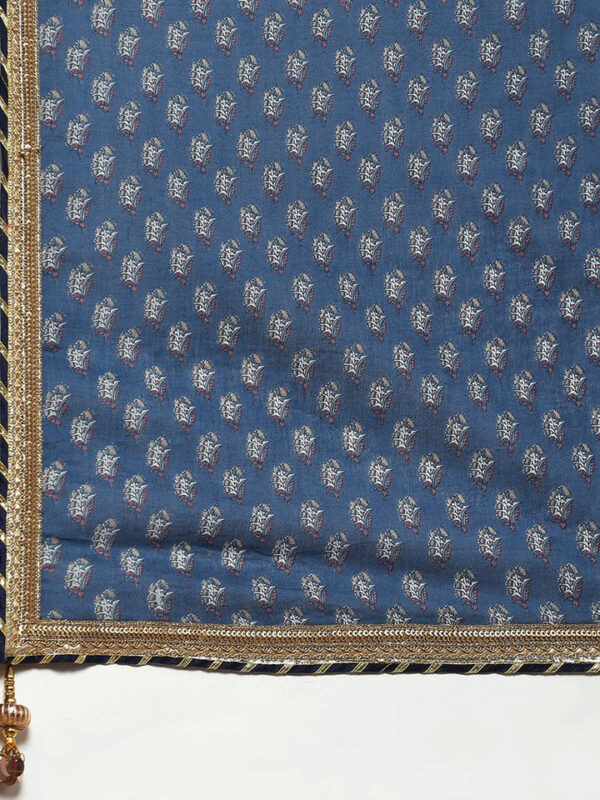 Divena Maroon & Blue Anarkali Kurta Sharara Set with Dupatta - Image 7