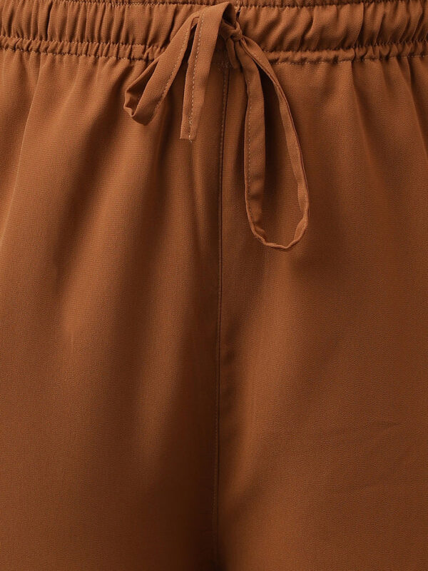 Brown Georgette Yoke Embroidery Kurta with Palazzo and Dupatta Janasya 8881