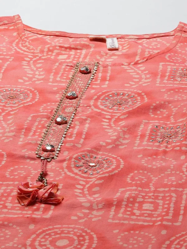 Divena Peach Muslin Kurta And Cotton Pant Set - Image 5