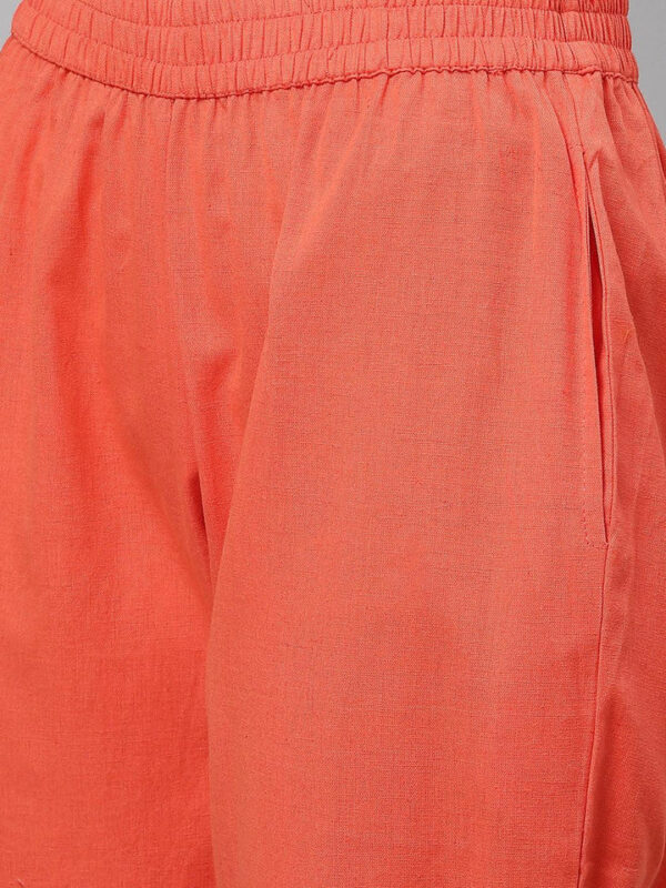 Divena Peach Muslin Kurta And Cotton Pant Set - Image 6