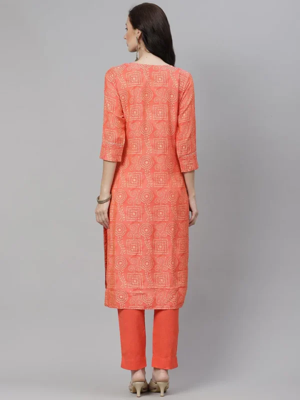 Divena Peach Muslin Kurta And Cotton Pant Set - Image 4
