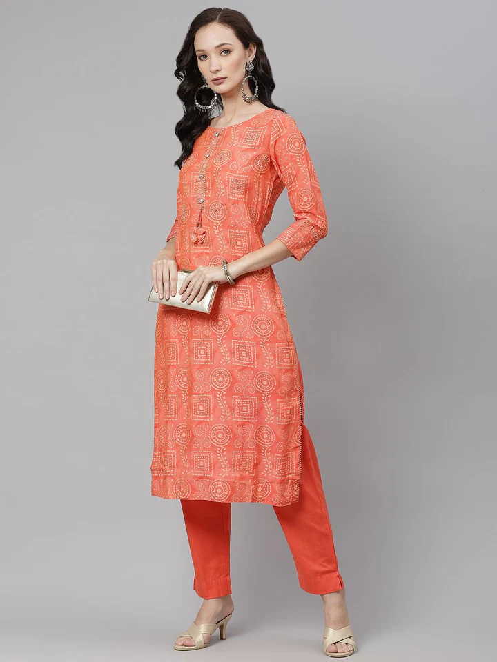 DBK0356-6_720x Divena Peach Muslin Kurta And Cotton Pant Set - Image 1