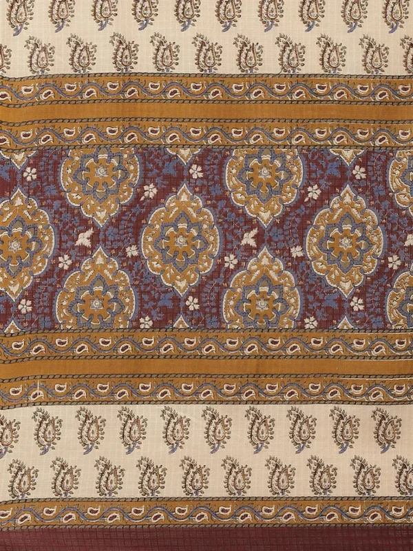 Divena Brown Cotton Straight Kurta Pant Set With Dupatta - Image 7