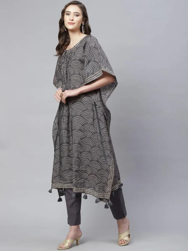 Divena Grey Modal Bandhej Kaftan Pant Set - Image 2