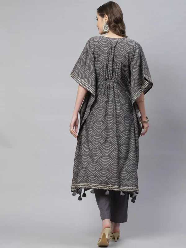 Divena Grey Modal Bandhej Kaftan Pant Set - Image 3