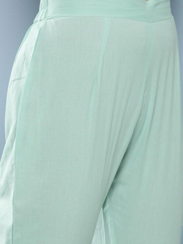 Divena Sky Blue Hand Painted Floral Organza Anarkali Kurta Pant Set with Dupatta - Image 6