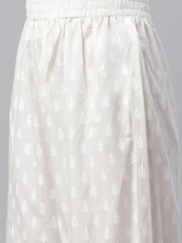 Divena White Khari Print Cotton Kurti With Palazzo Set - Image 6