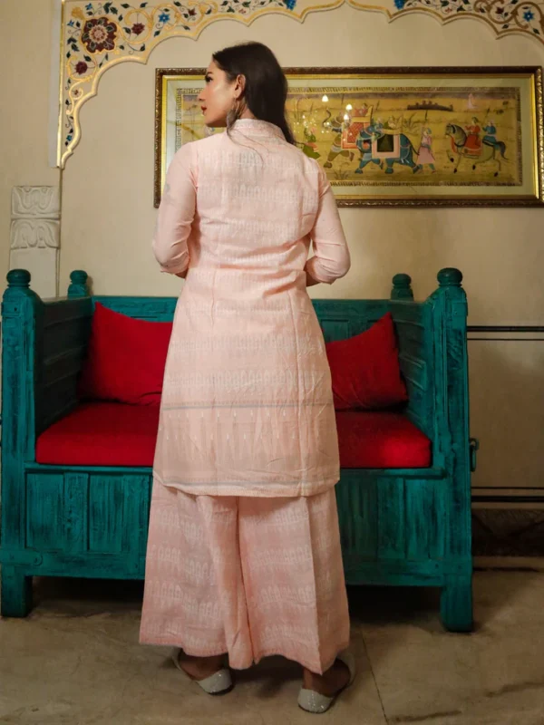 Divena Baby Pink Three Piece Palazzo Set With Jacket - Image 7