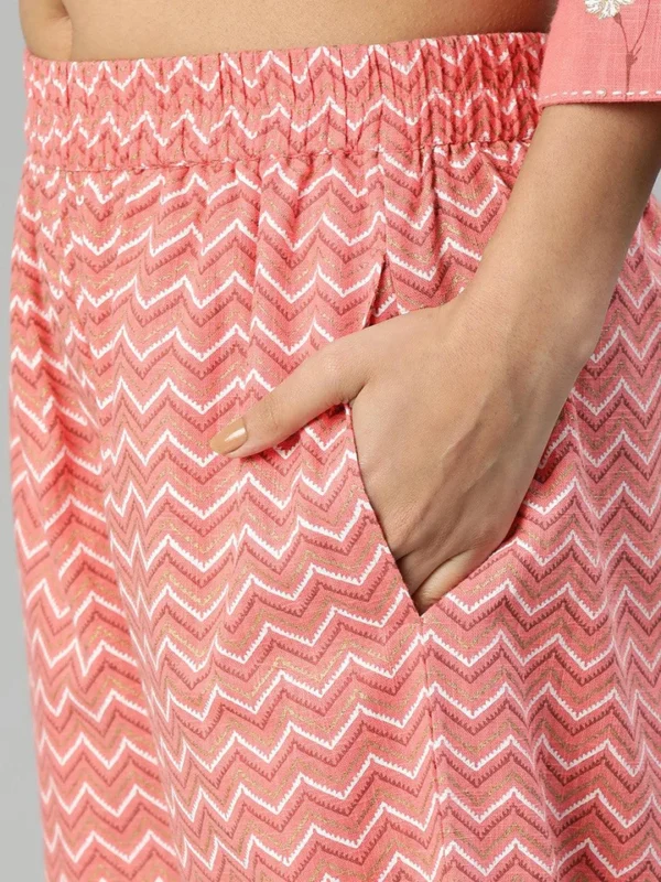 Divena Pink Flower Print Cotton Kurta Set - Image 6