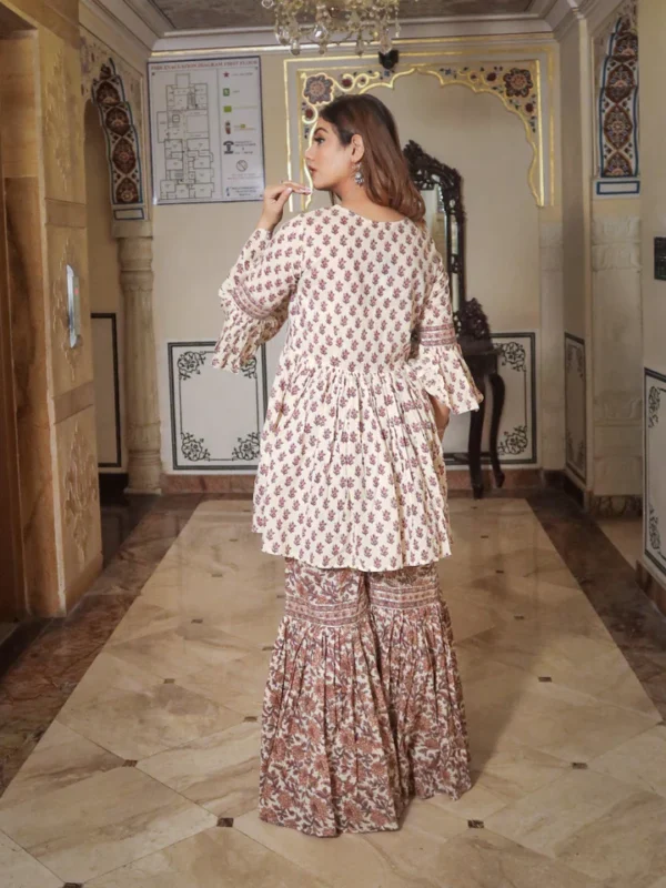 Divena Cream Printed Sharara Set - Image 7