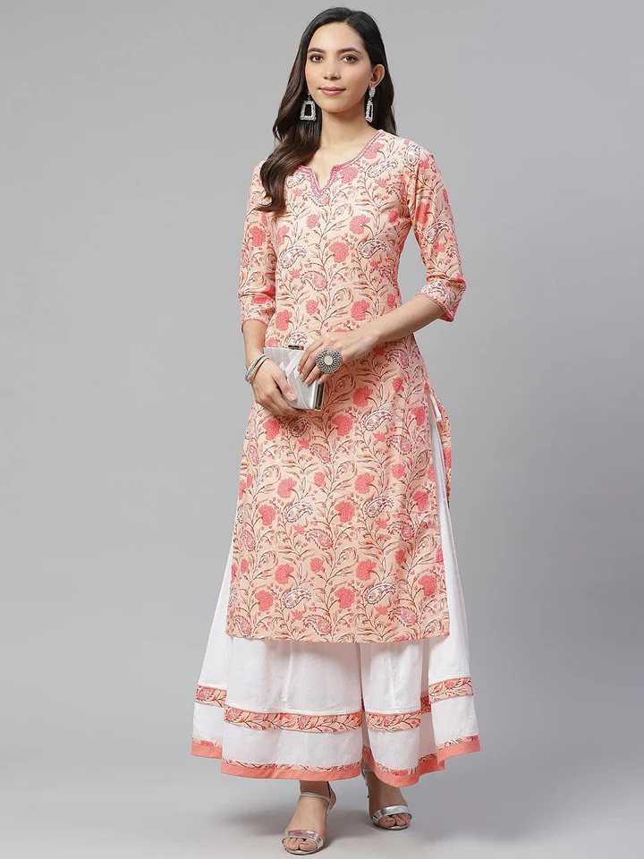 DK0572.4_720x - Copy Divena Peach Cotton Kurta With Palazzo Set - Image 1