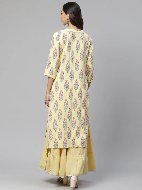Divena Yellow Rayon Printed Kurti Sharara Set - Image 3