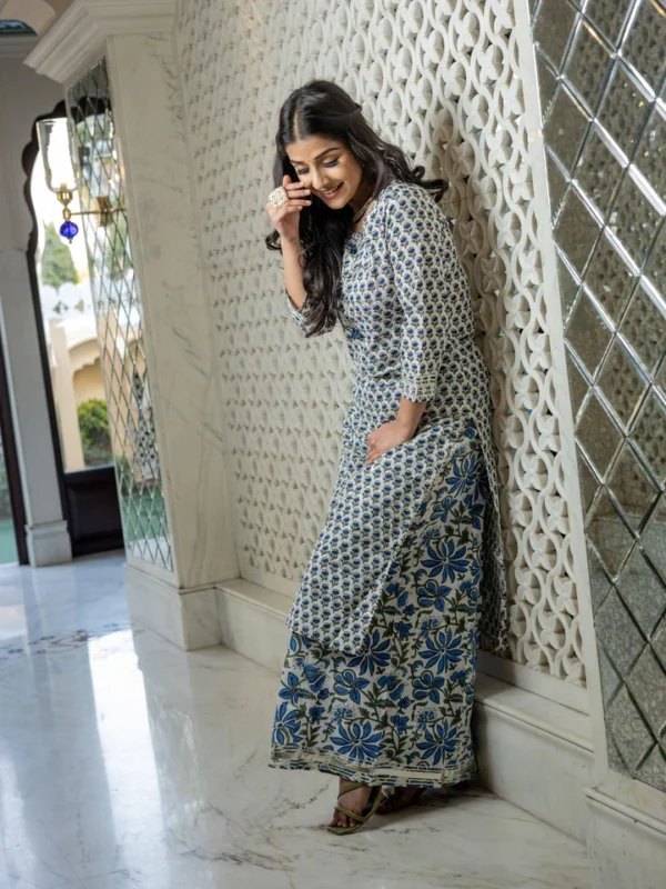 Divena White Gota Work Kurta with Palazzo Set - Image 2