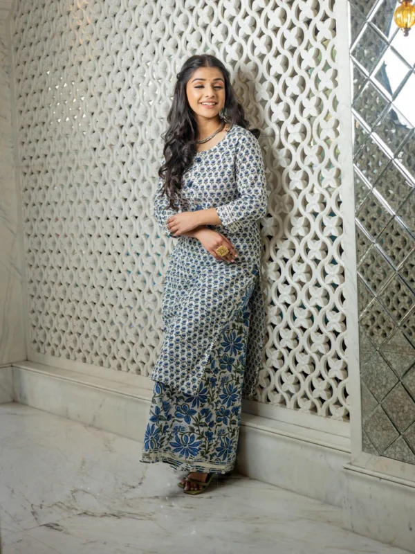 Divena White Gota Work Kurta with Palazzo Set - Image 3