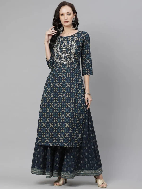 Divena Indiogo blue Kurta Set With Palazzo - Image 2
