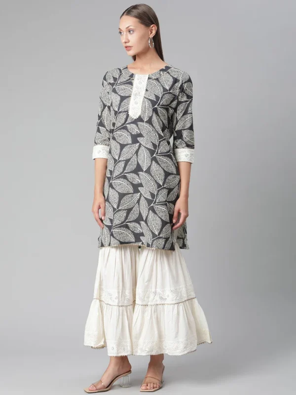 Divena Printred Cotton Kurta Set With Sharara And Dupatta - Image 6