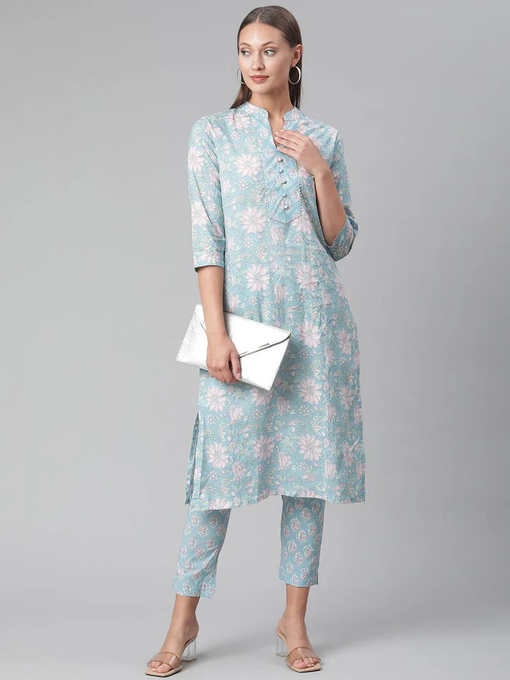 DK0613.6_720x Divena Sky Blue Cotton kurta Pant set - Image 1