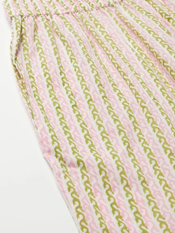 Divena Sky blue Floral Printed Cotton kurta Pant Set - Image 8