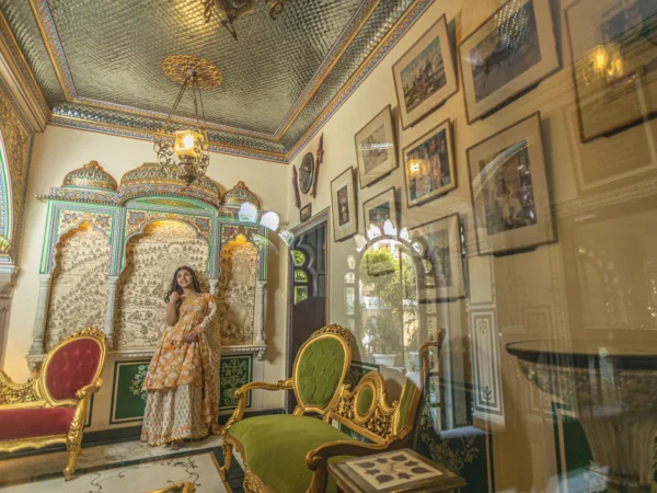 Divena Yellow Cotton Anarkali kurta Sharara set with Dupatta - Image 4