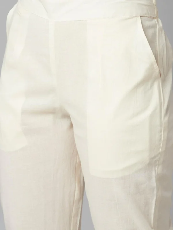 Divena Cream Floral Printed Cotton Kurta Pant Set - Image 7