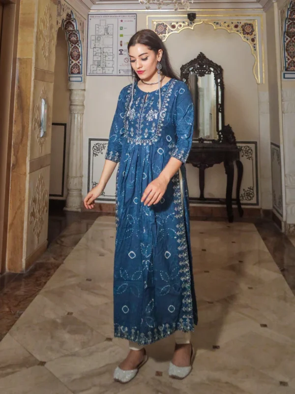 Divena Blue Printed Straight Kurti With Palazzo - Image 5