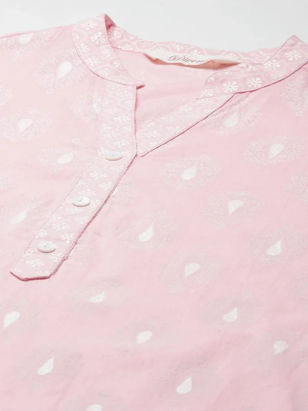 Divena Baby Pink Cotton Kurta Palazzo Set - Image 5
